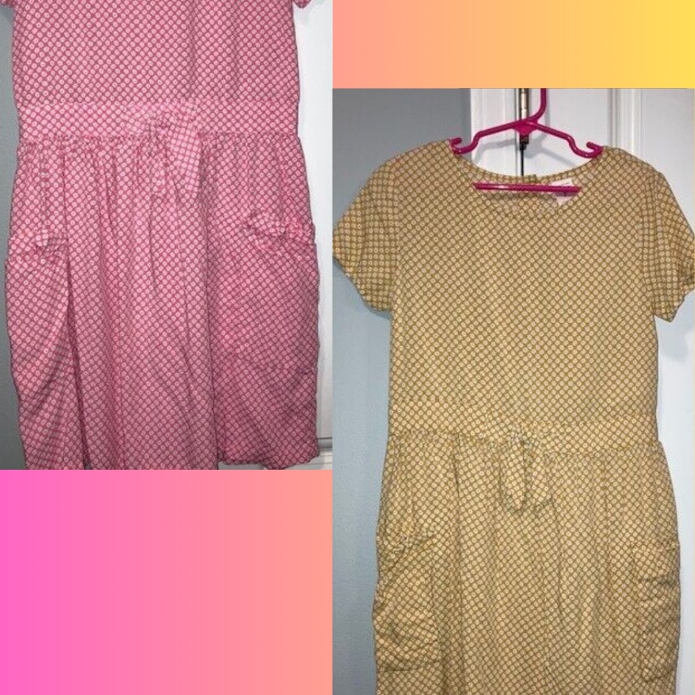 Girls size 7. 2 Carter's dresses. Lightweight. Pockets. Button backs. NWOT